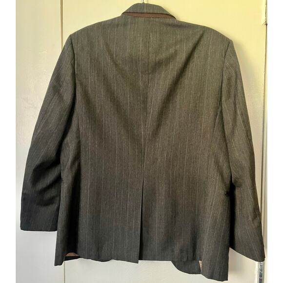 Vintage 70s Men's Milbern Dark Gray Striped Blazer Suit Jacket Medium Large 42 - Picture 7 of 9